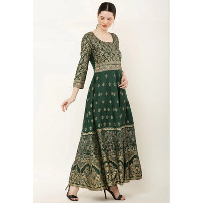 Women's Casual Rayon 3-4th Sleeves Anarkali Kurti (Green)
