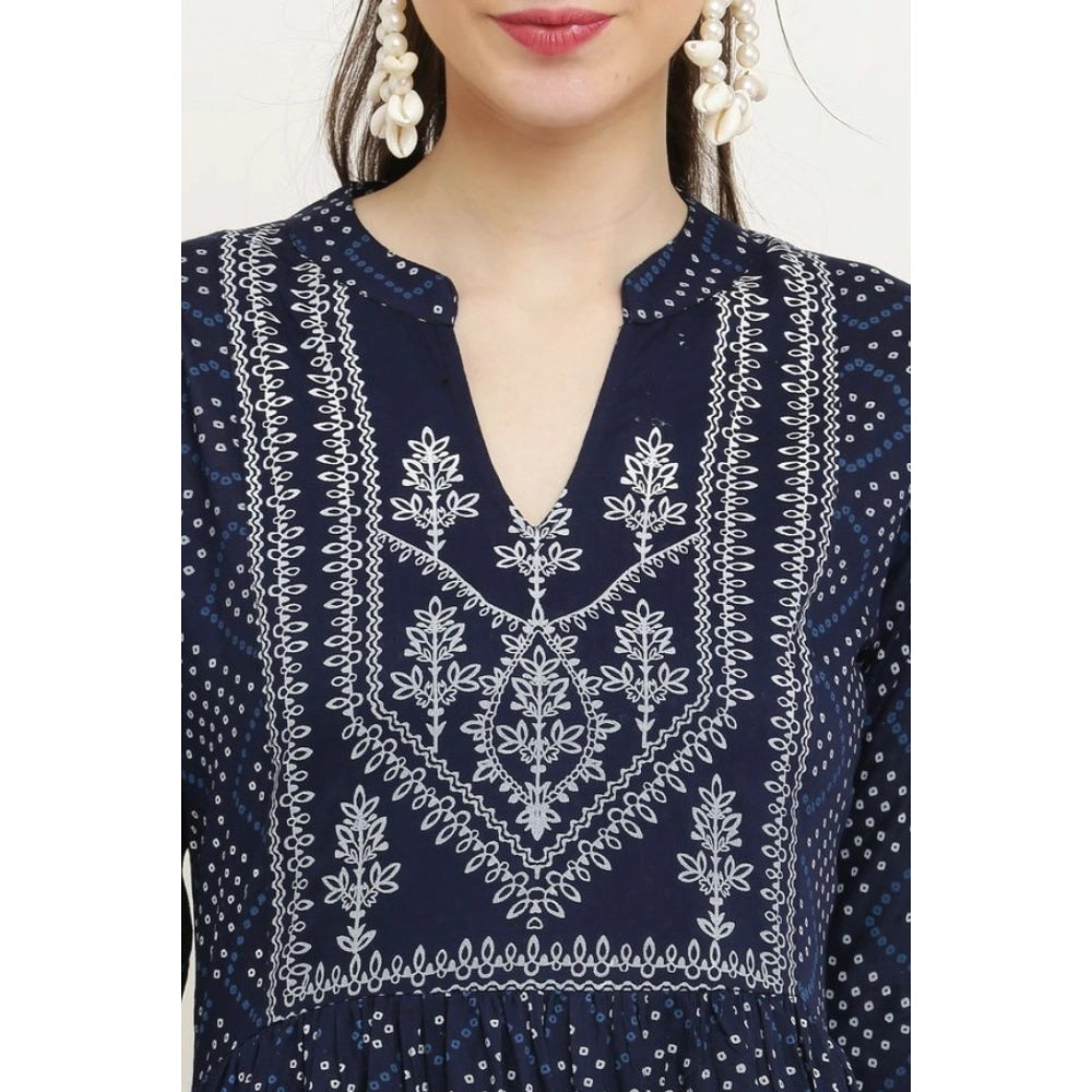 Women'S Casual Rayon Full Sleeve Kurti (Blue)