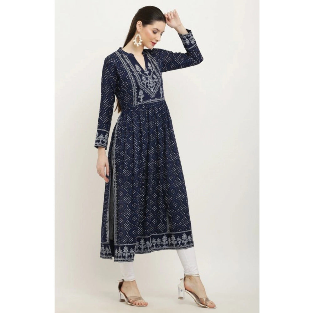 Women'S Casual Rayon Full Sleeve Kurti (Blue)