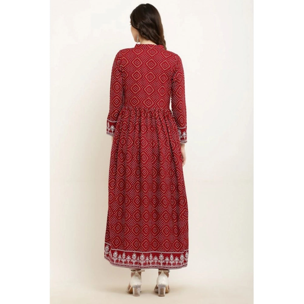 Women'S Casual Rayon Full Sleeve Kurti (Maroon)