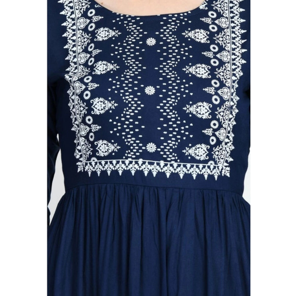 Women's Casual Rayon 3-4th Sleeves Kurti (Blue) - VANSHELLE