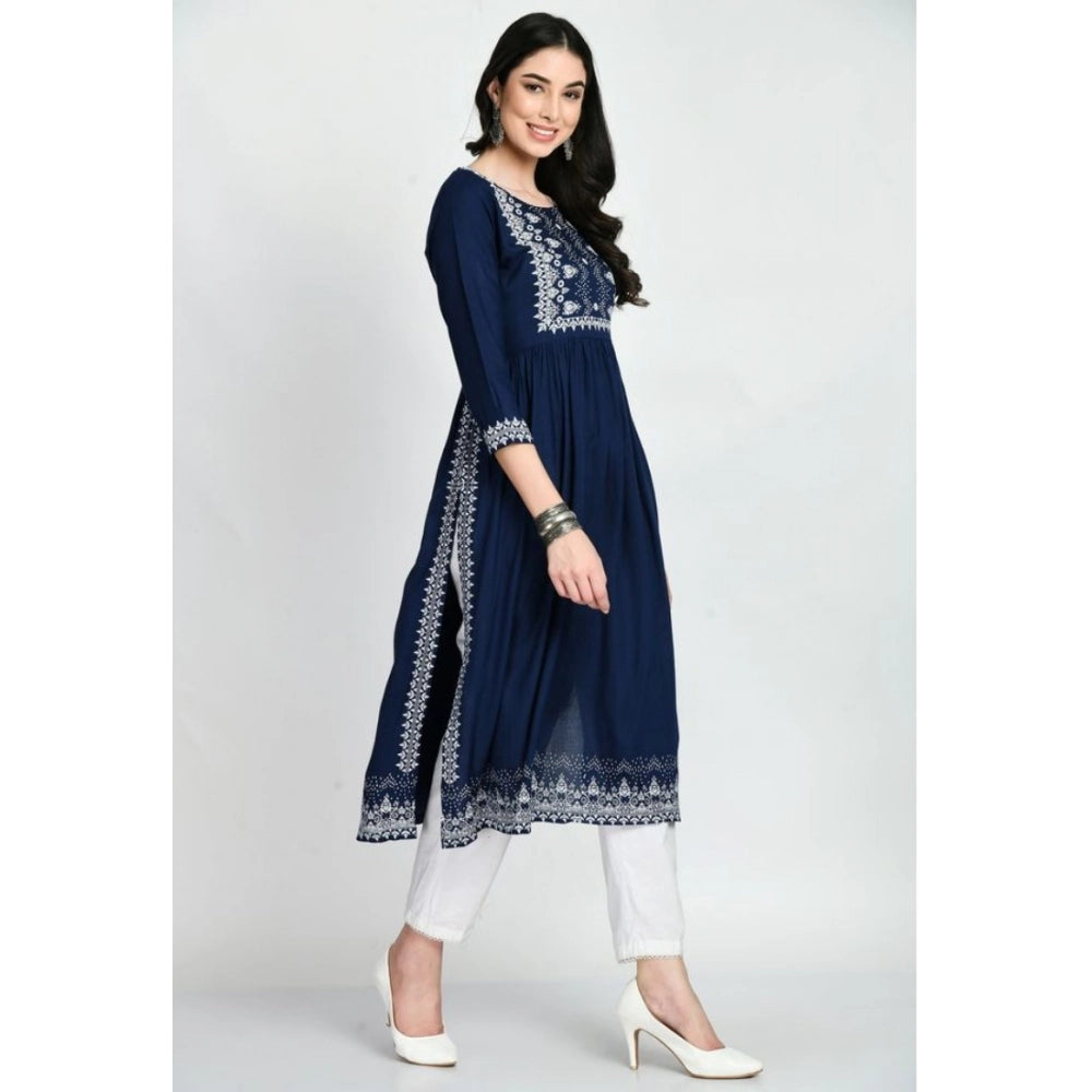 Women's Casual Rayon 3-4th Sleeves Kurti (Blue) - VANSHELLE