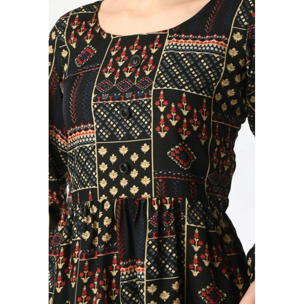 Women's Casual Crepe 3-4th Sleeves Cord Set (Black) - VANSHELLE