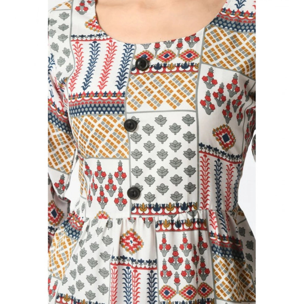Women's Casual Crepe 3-4th Sleeves Cord Set (White) - VANSHELLE