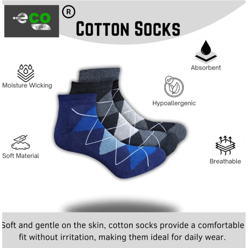 3_Pair Set Unisex Casual Cotton Printed Low Cut Socks (Multico