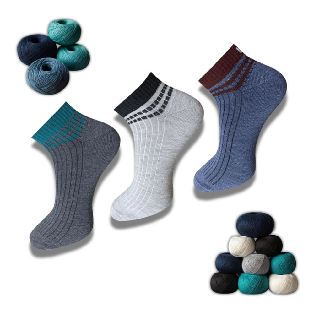 3_Pair Set Unisex Casual Cotton Printed Low Cut Socks (Multico