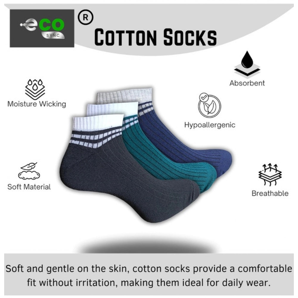 3_Pair Set Unisex Casual Cotton Printed Low Cut Socks (Multico
