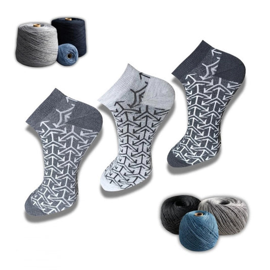 3_Pair Set Unisex Casual Cotton Printed Low Cut Socks (Multico