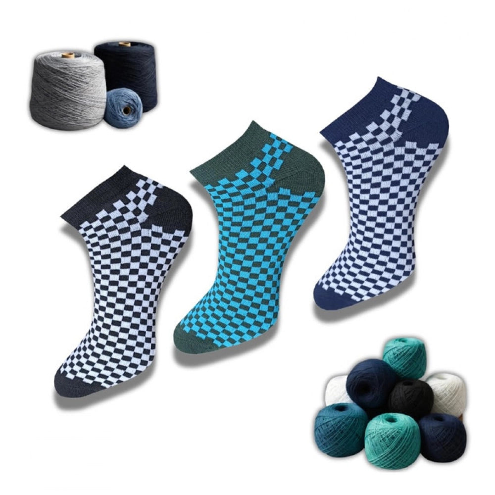 3_Pair Set Unisex Casual Cotton Printed Low Cut Socks (Multico