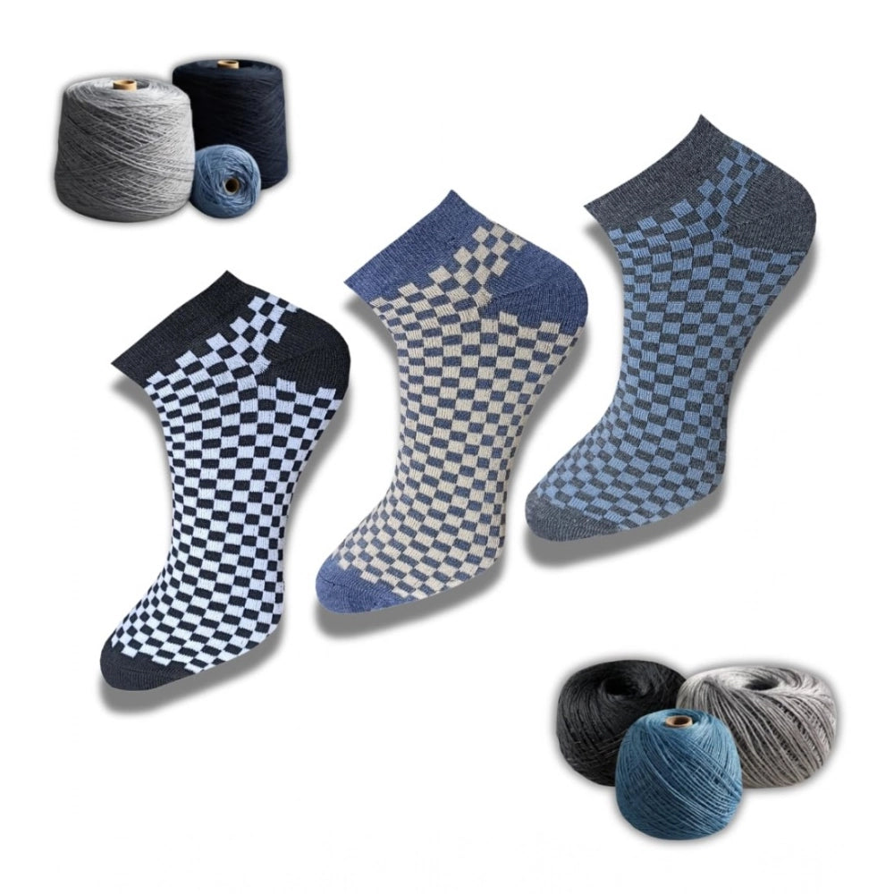 3_Pair Set Unisex Casual Cotton Printed Low Cut Socks (Multico
