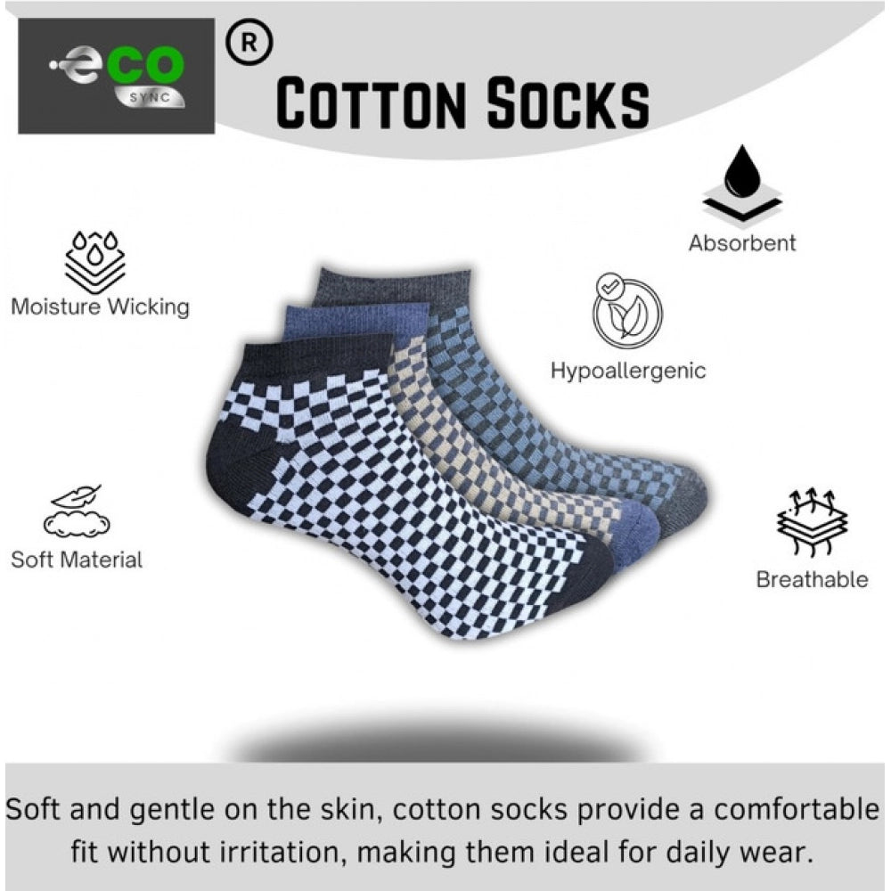 3_Pair Set Unisex Casual Cotton Printed Low Cut Socks (Multico