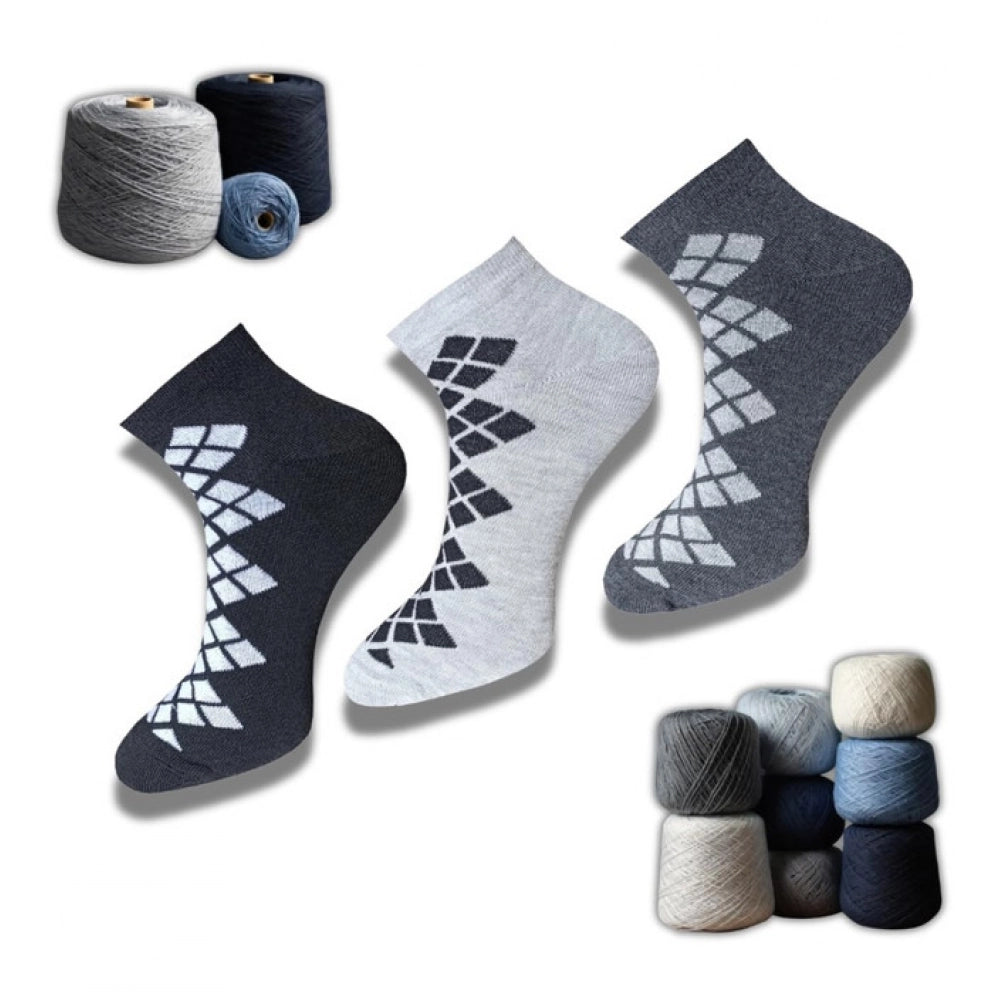 3_Pair Set Unisex Casual Cotton Printed Low Cut Socks (Multico