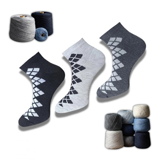 3_Pair Set Unisex Casual Cotton Printed Low Cut Socks (Multico
