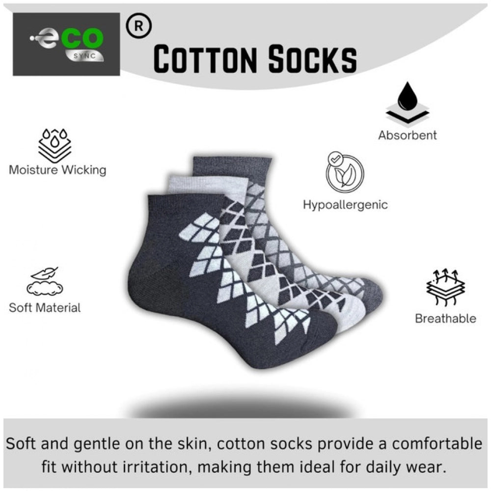 3_Pair Set Unisex Casual Cotton Printed Low Cut Socks (Multico