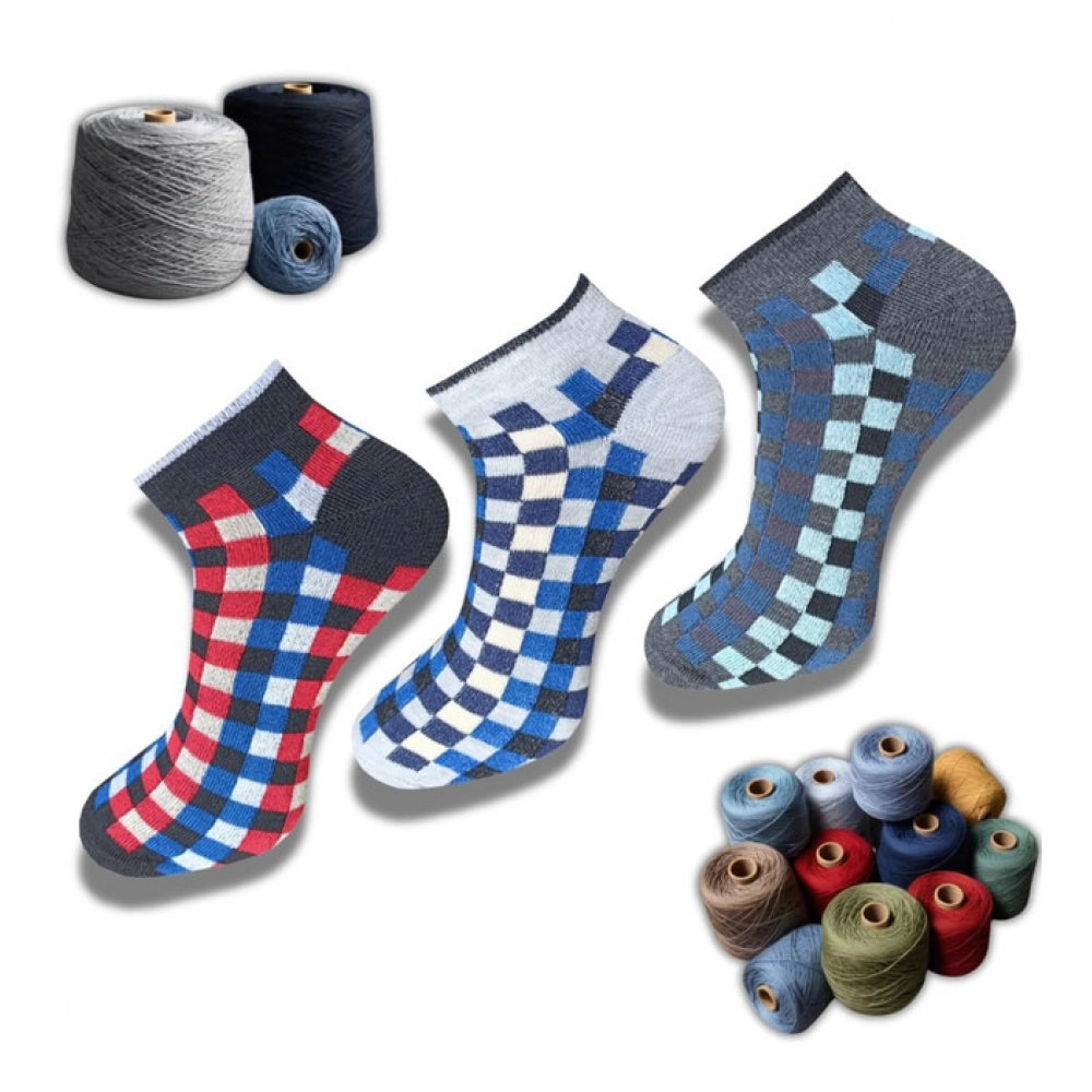 3_Pair Set Unisex Casual Cotton Printed Low Cut Socks (Multico