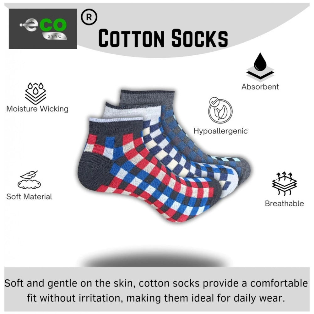 3_Pair Set Unisex Casual Cotton Printed Low Cut Socks (Multico