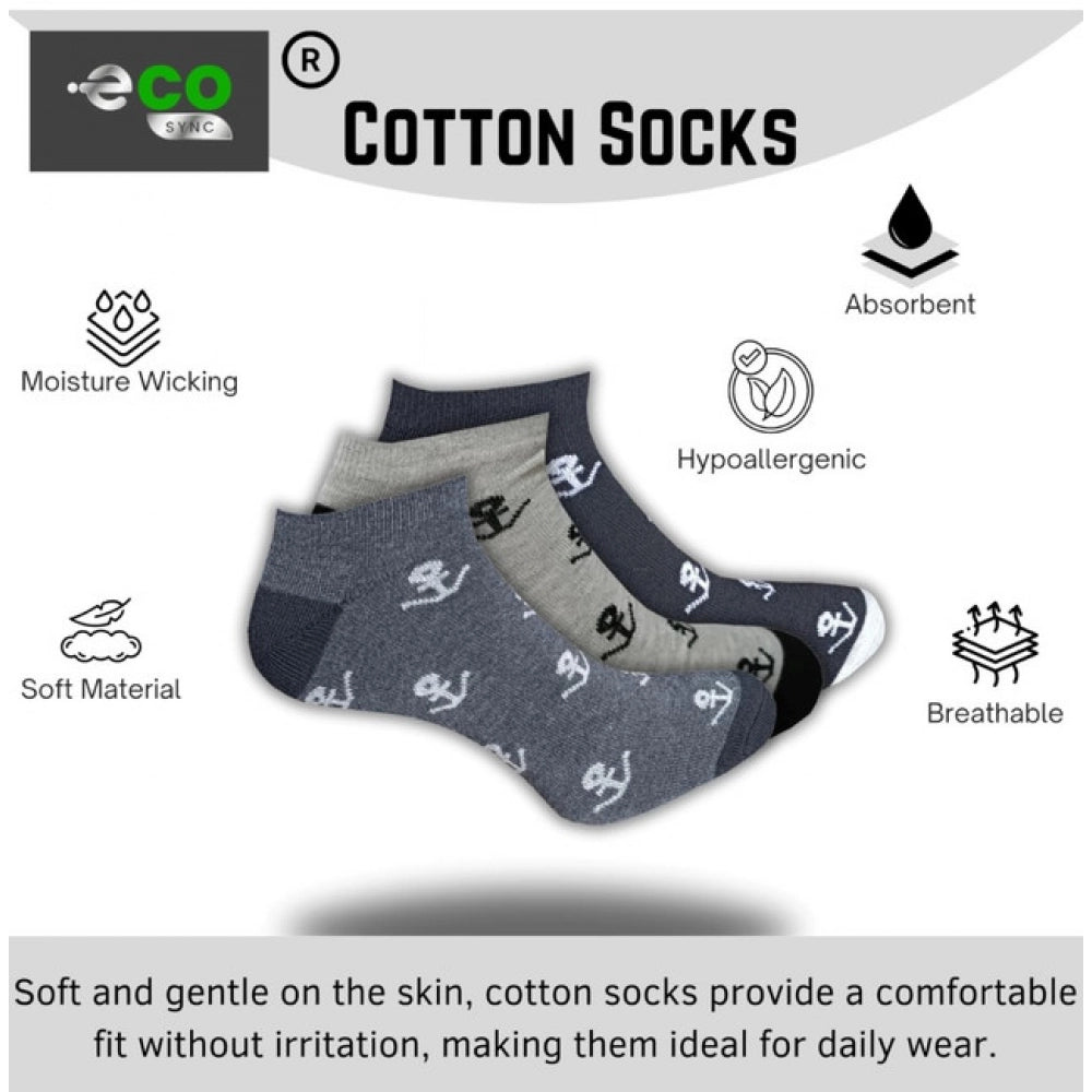 3_Pair Set Unisex Casual Cotton Printed Low Cut Socks (Multico