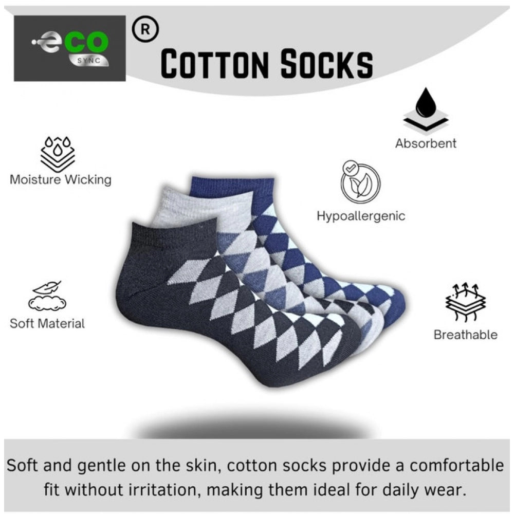 3_Pair Set Unisex Casual Cotton Printed Low Cut Socks (Multico