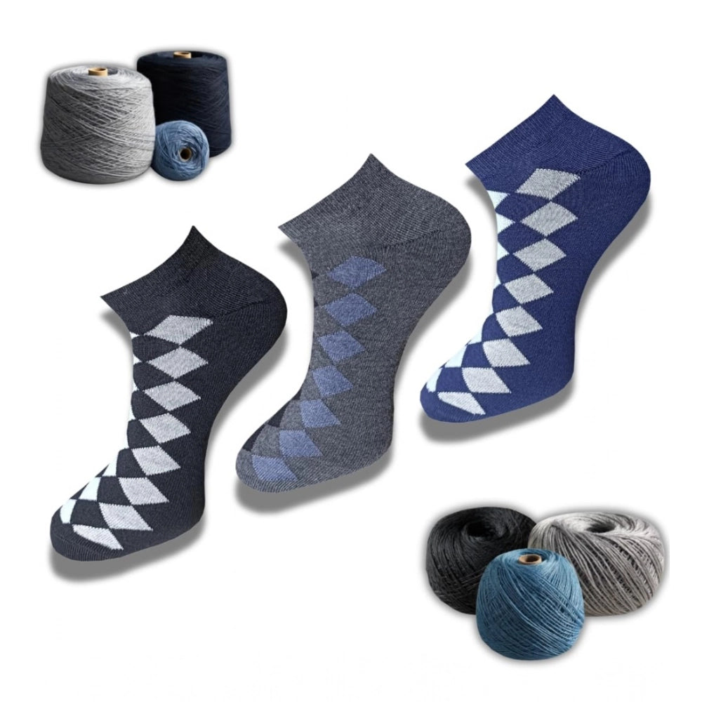 3_Pair Set Unisex Casual Cotton Printed Low Cut Socks (Multico