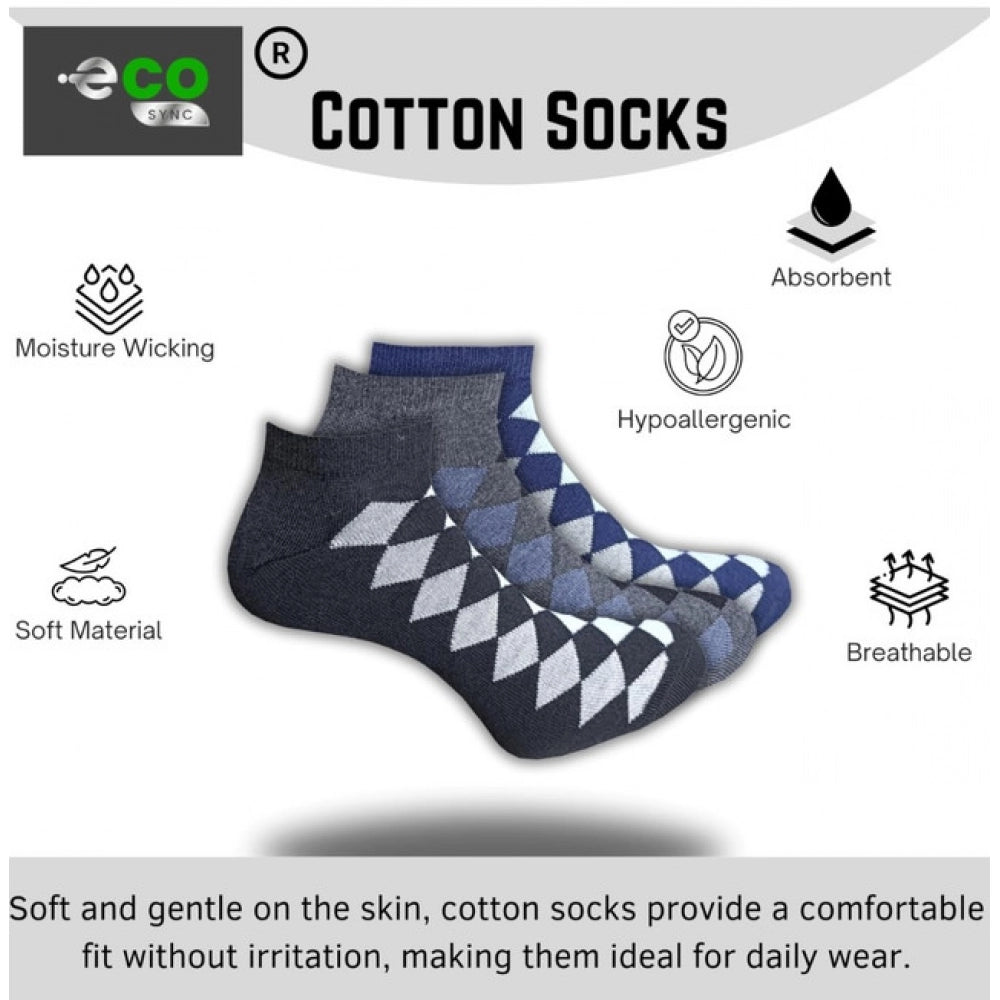 3_Pair Set Unisex Casual Cotton Printed Low Cut Socks (Multico