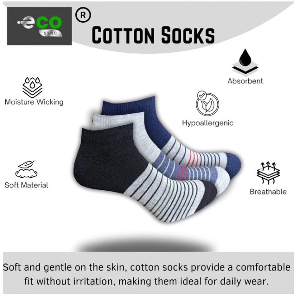 3_Pair Set Unisex Casual Cotton Printed Low Cut Socks (Multico