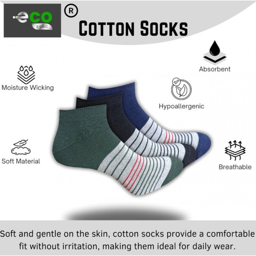 3_Pair Set Unisex Casual Cotton Printed Low Cut Socks (Multico