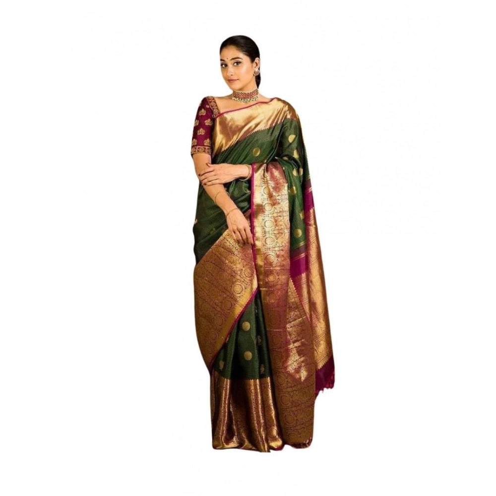 Women'S Soft Lichi Silk Printed Saree With Unstitched Blouse 5