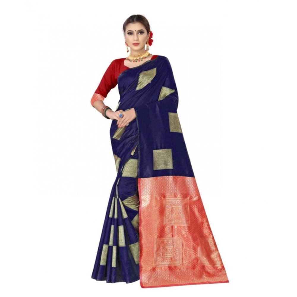 Women'S Soft Lichi Silk Printed Saree With Unstitched Blouse 5