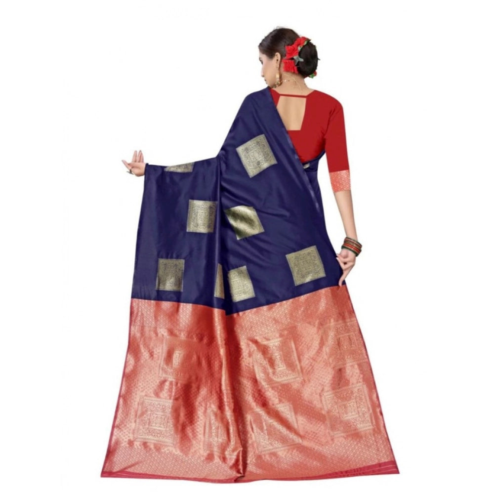 Women'S Soft Lichi Silk Printed Saree With Unstitched Blouse 5