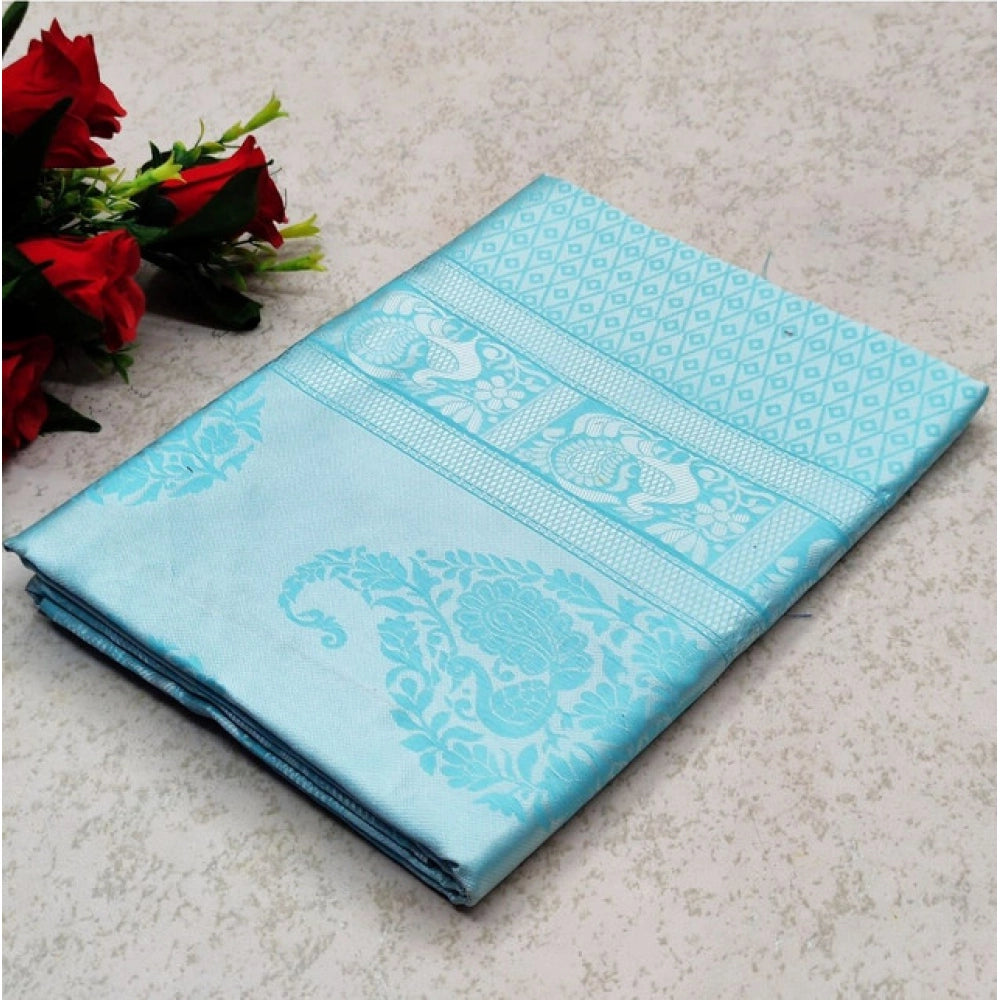 Women'S Soft Lichi Silk Printed Saree With Unstitched Blouse 5