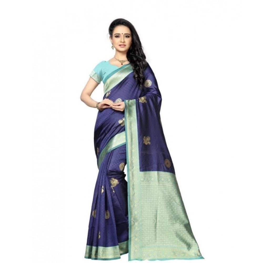 Women'S Soft Lichi Silk Printed Saree With Unstitched Blouse 5