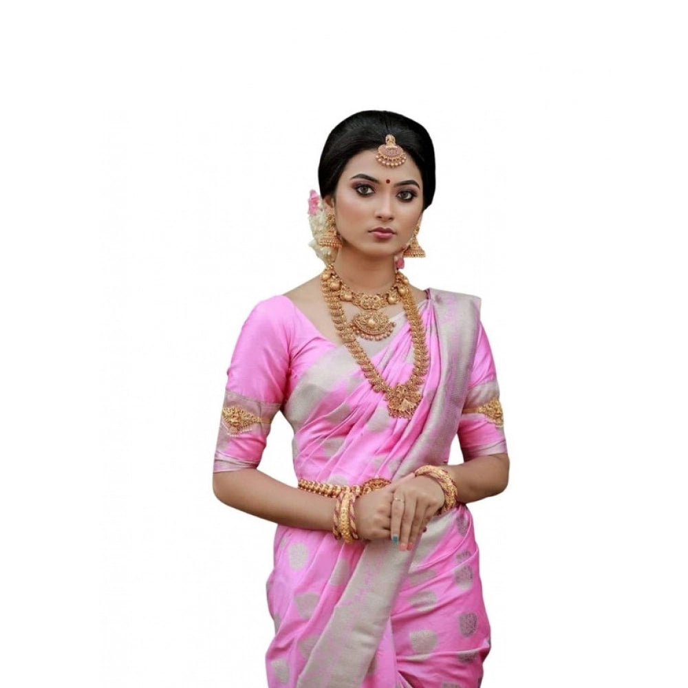 Women'S Soft Lichi Silk Printed Saree With Unstitched Blouse 5