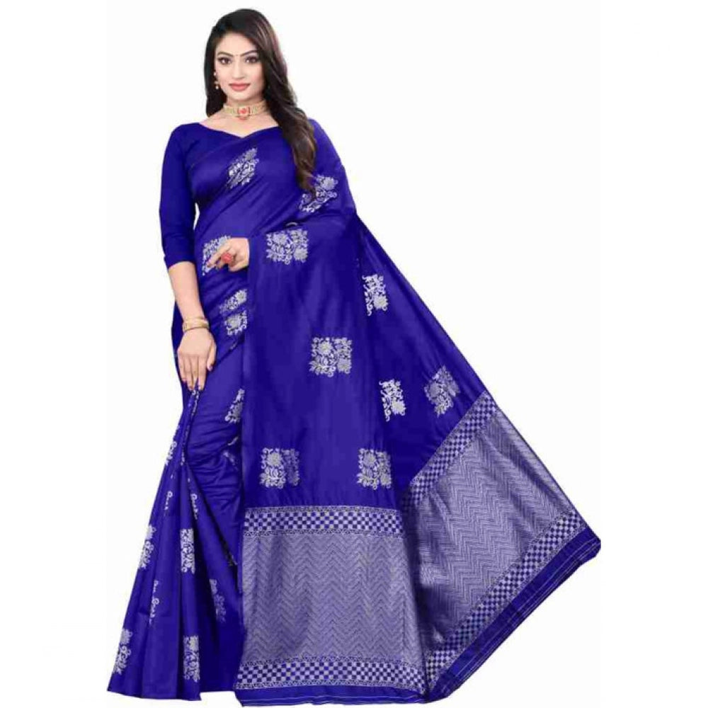 Women'S Soft Lichi Silk Printed Saree With Unstitched Blouse 5