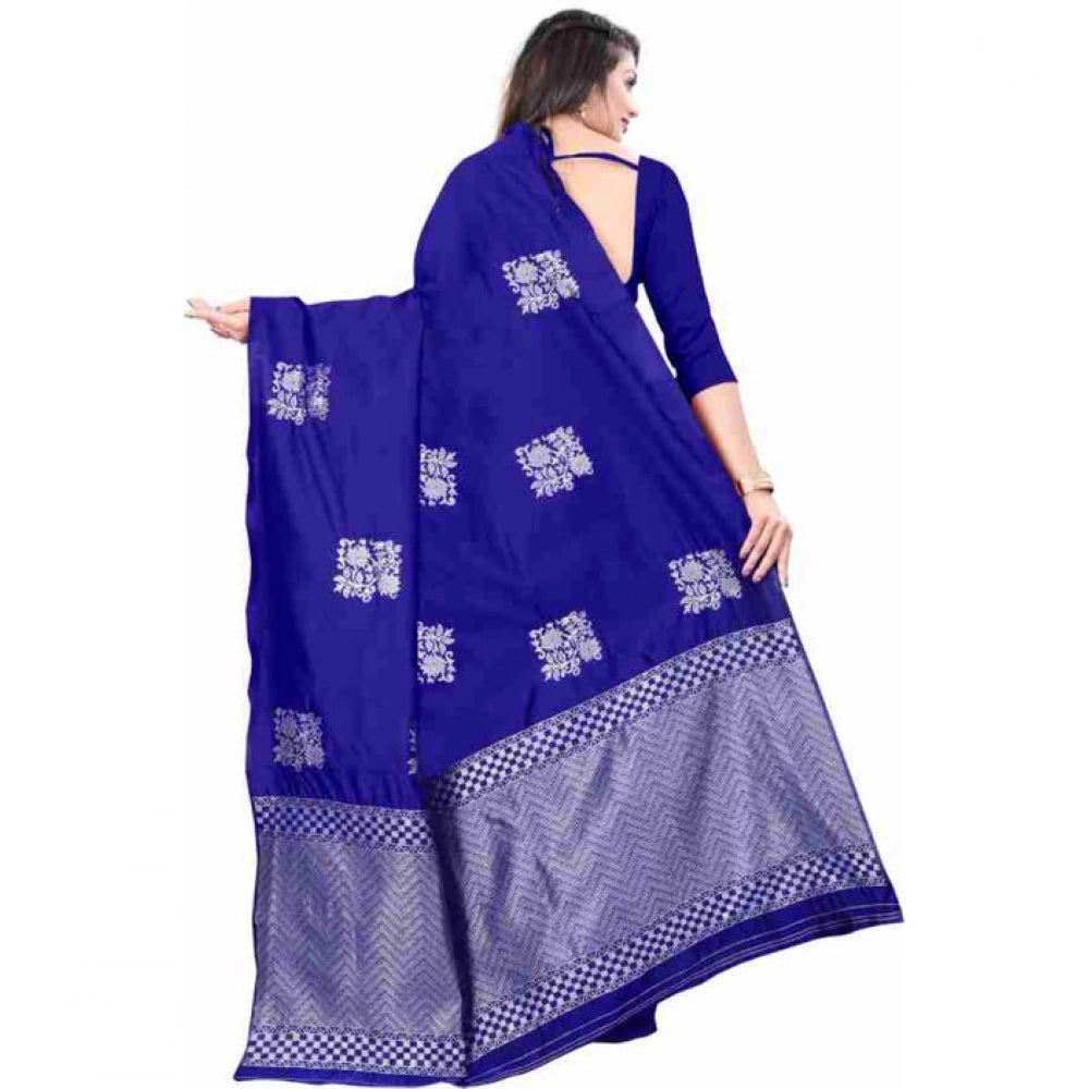 Women'S Soft Lichi Silk Printed Saree With Unstitched Blouse 5
