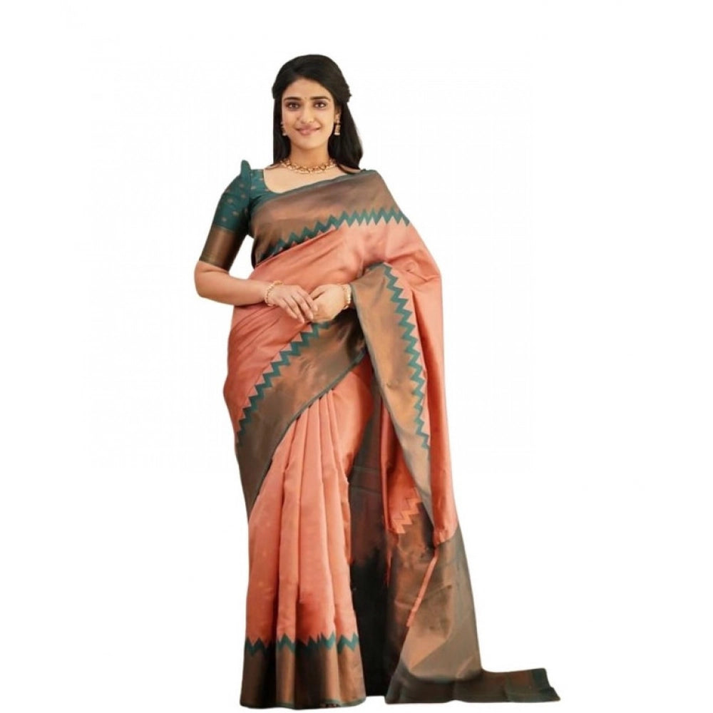 Women'S Soft Lichi Silk Printed Saree With Unstitched Blouse 5