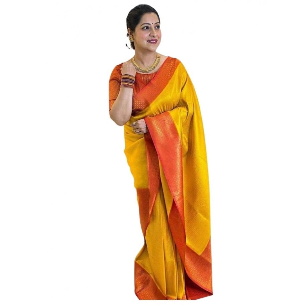 Women'S Soft Lichi Silk Printed Saree With Unstitched Blouse 5