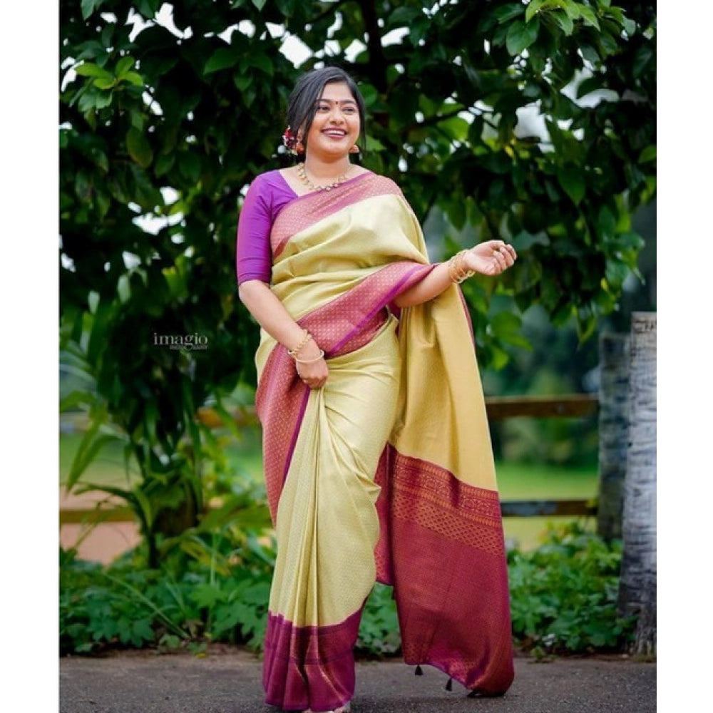 Women'S Soft Lichi Silk Printed Saree With Unstitched Blouse 5