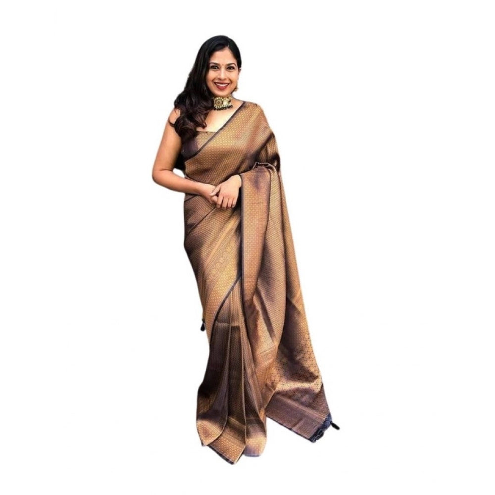 Women'S Soft Lichi Silk Printed Saree With Unstitched Blouse 5
