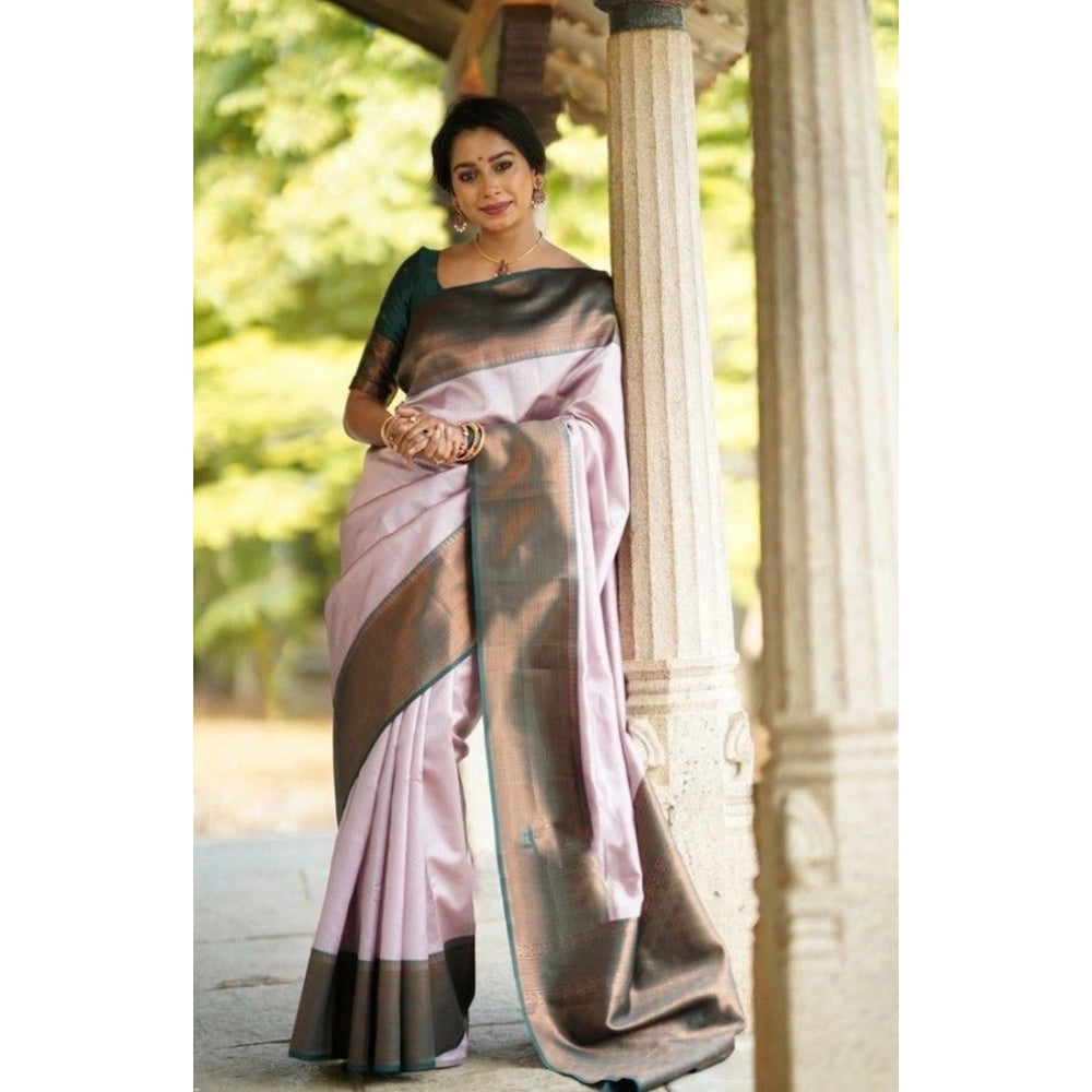 Women'S Soft Lichi Silk Printed Saree With Unstitched Blouse 5