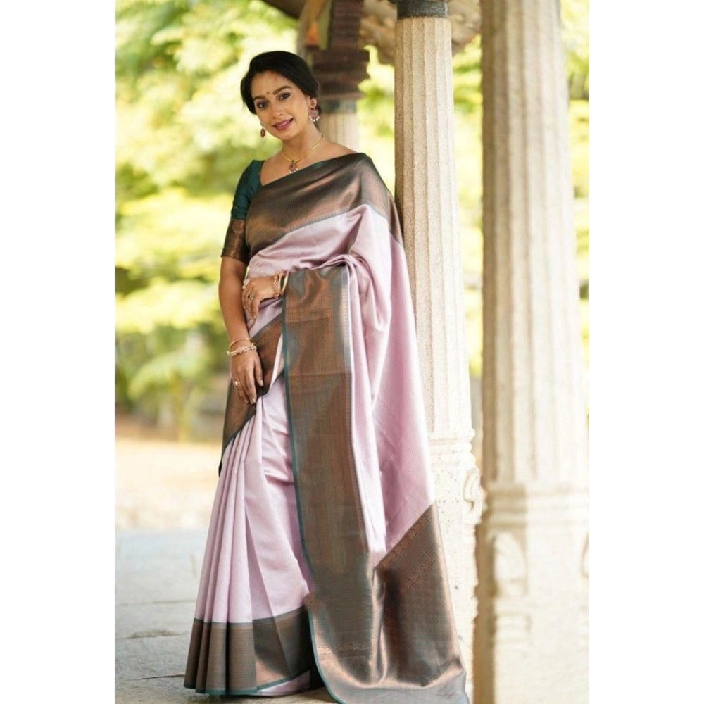 Women'S Soft Lichi Silk Printed Saree With Unstitched Blouse 5