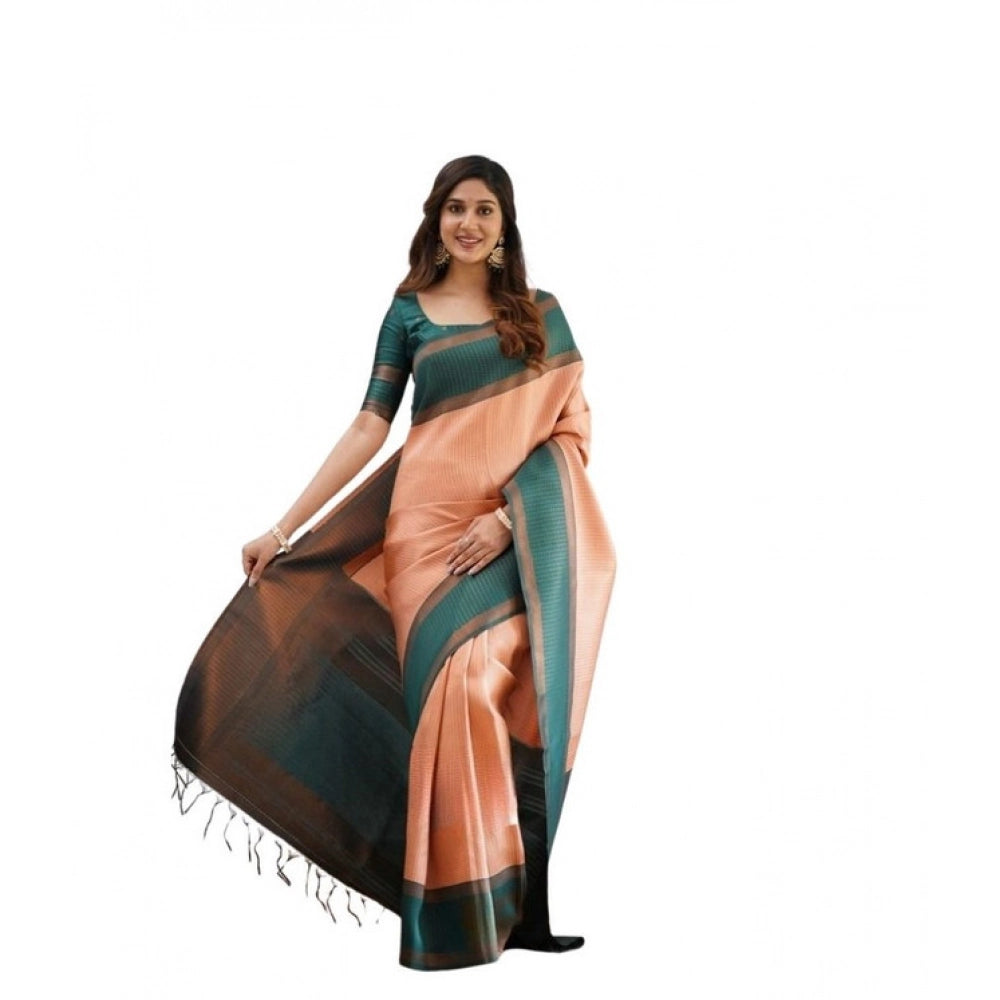 Women'S Soft Lichi Silk Printed Saree With Unstitched Blouse 5