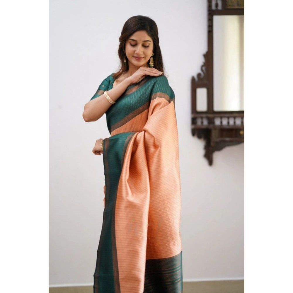 Women'S Soft Lichi Silk Printed Saree With Unstitched Blouse 5
