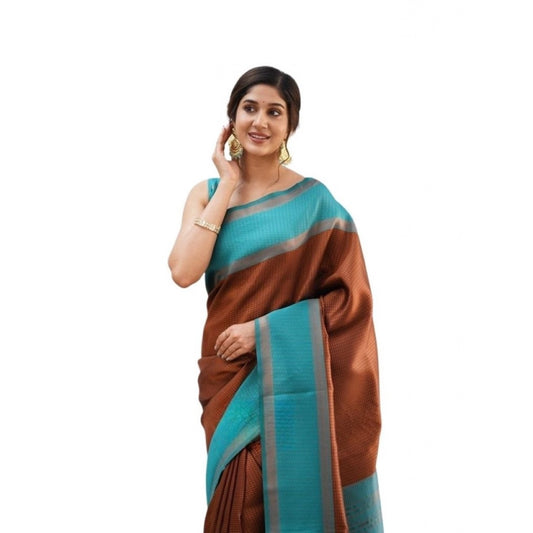 Women'S Soft Lichi Silk Printed Saree With Unstitched Blouse 5