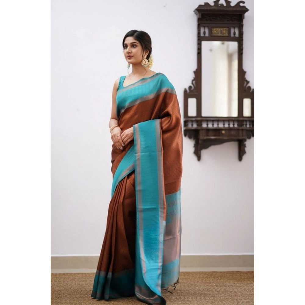 Women'S Soft Lichi Silk Printed Saree With Unstitched Blouse 5