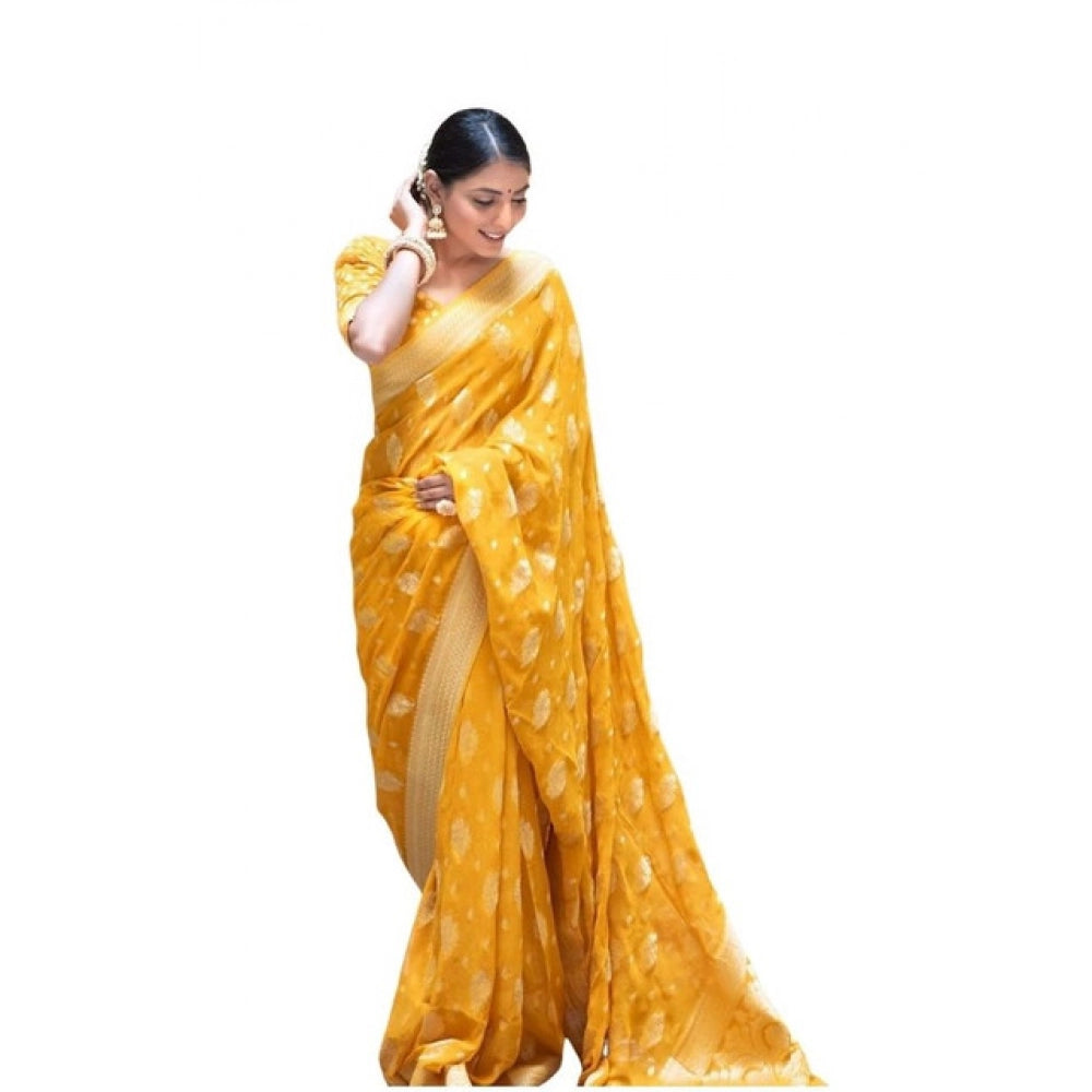 Women'S Soft Lichi Silk Printed Saree With Unstitched Blouse 5
