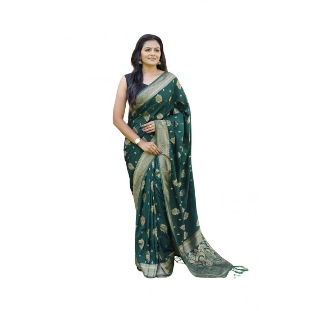 Women'S Soft Lichi Silk Printed Saree With Unstitched Blouse 5