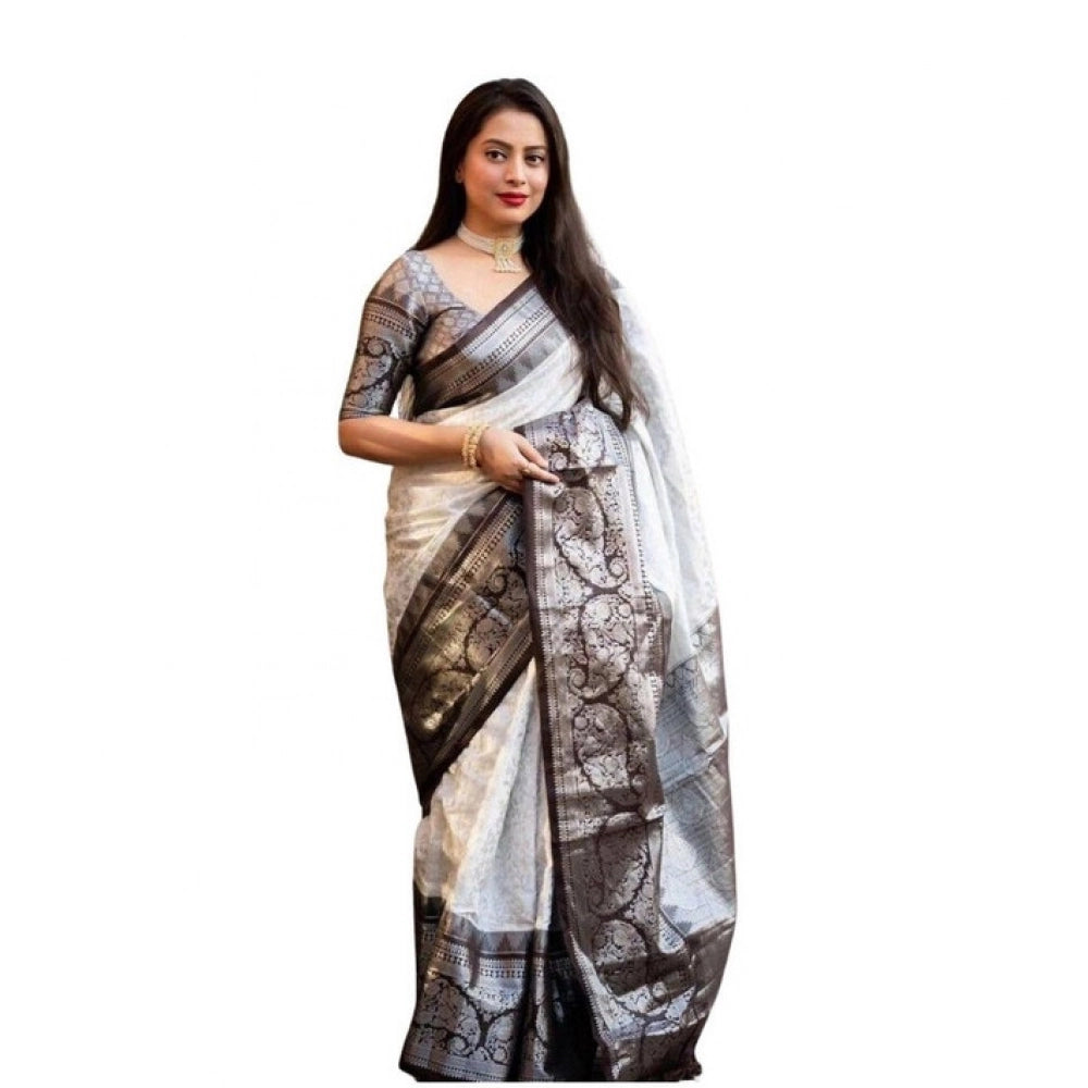 Women'S Soft Lichi Silk Printed Saree With Unstitched Blouse 5