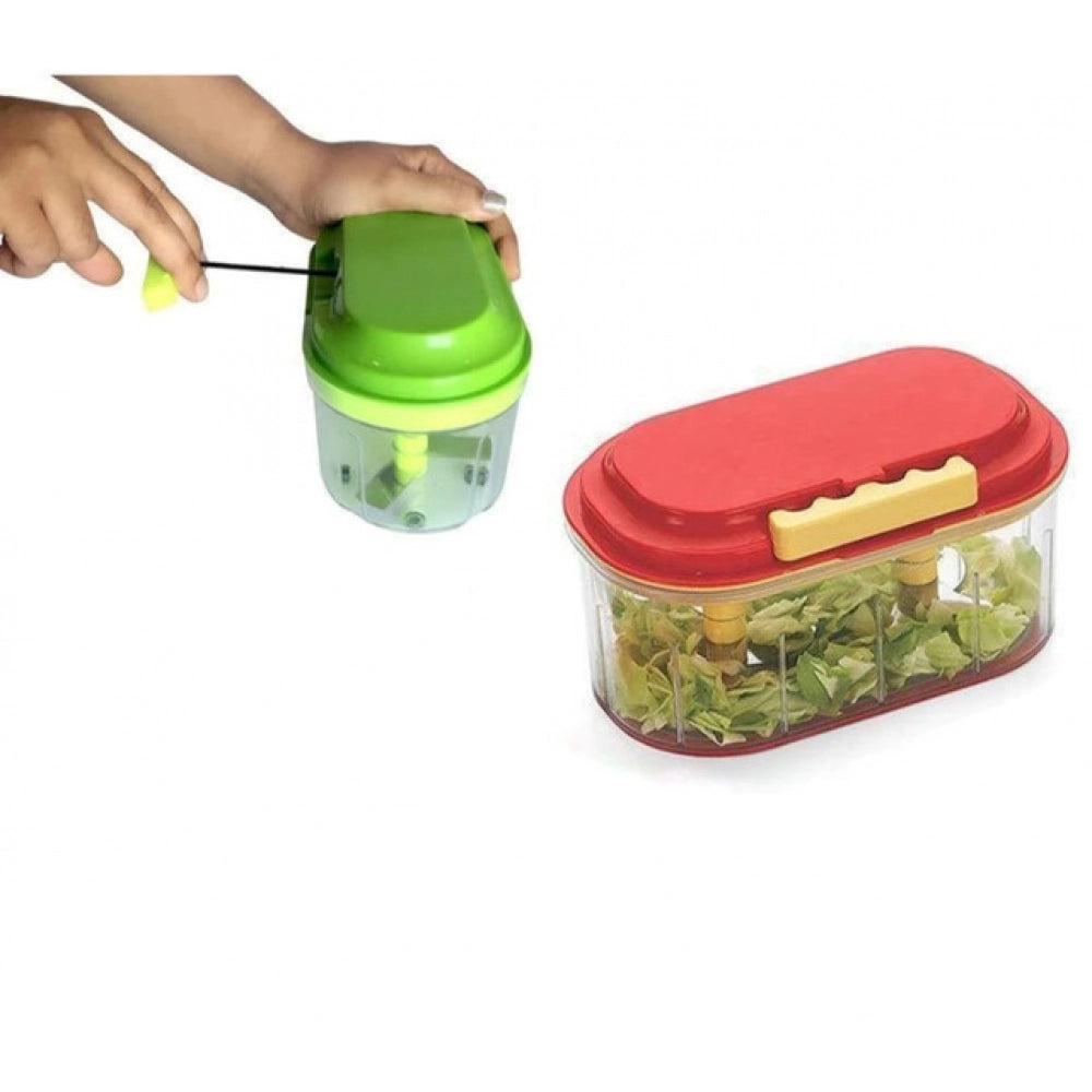 Pack Of 2_Twin Bowl Dual-Blade Hand Chopper | Manual Food Proc