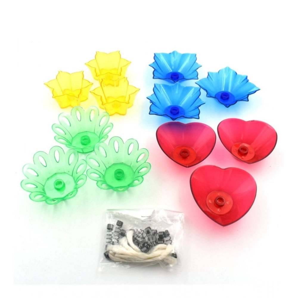 Pack Of 2_Floral Diya Set – Multi-Color Tea Light Holders Set