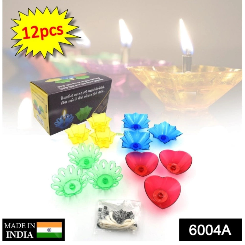 Pack Of 2_Floral Diya Set – Multi-Color Tea Light Holders Set